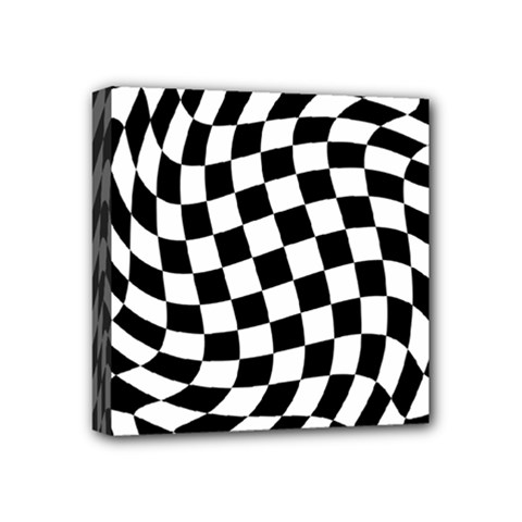 Weaving Racing Flag, Black And White Chess Pattern Mini Canvas 4  X 4  (stretched) by Casemiro