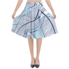 Tropical Flower Seamless Pattern Flared Midi Skirt