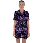 Abstract Intricate Texture Print Satin Short Sleeve Pyjamas Set