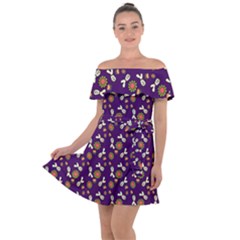 Clown Ghost Pattern Purple Off Shoulder Velour Dress by snowwhitegirl