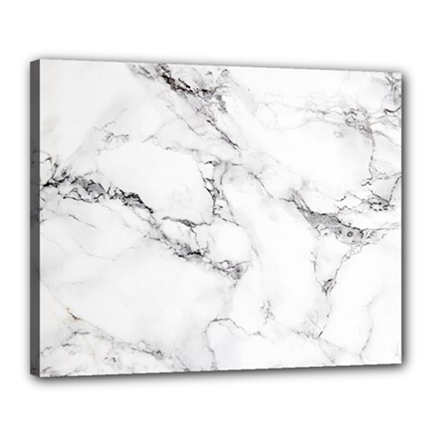 White Faux Marble Canvas 20  X 16  (stretched) by Dushan