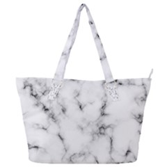 White Faux Marble Texture  Full Print Shoulder Bag by Dushan