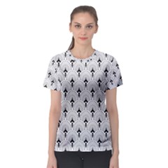 Black And White Art-deco Pattern Women s Sport Mesh Tee