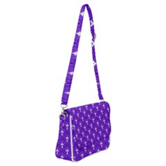 White And Purple Art-deco Pattern Shoulder Bag With Back Zipper by Dushan