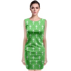 Green And White Art-deco Pattern Sleeveless Velvet Midi Dress by Dushan