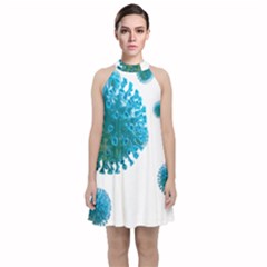 Corona Virus Velvet Halter Neckline Dress  by catchydesignhill