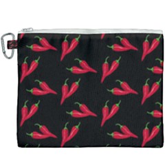 Red, Hot Jalapeno Peppers, Chilli Pepper Pattern At Black, Spicy Canvas Cosmetic Bag (xxxl) by Casemiro
