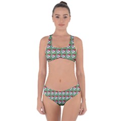 Comic Head Skull - Hat Red - Cartoon Skull Criss Cross Bikini Set by DinzDas