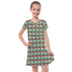 Comic Head Skull - Hat Red - Cartoon Skull Kids  Cross Web Dress