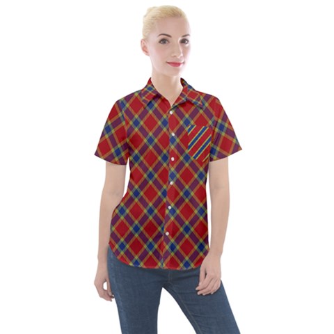 Scottish And Celtic Pattern - Braveheard Is Proud Of You Women s Short Sleeve Pocket Shirt by DinzDas