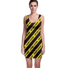 Warning Colors Yellow And Black - Police No Entrance 2 Bodycon Dress by DinzDas
