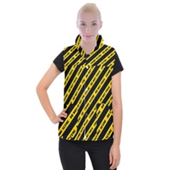 Warning Colors Yellow And Black - Police No Entrance 2 Women s Button Up Vest by DinzDas
