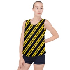 Warning Colors Yellow And Black - Police No Entrance 2 Bubble Hem Chiffon Tank Top by DinzDas