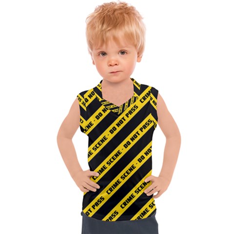 Warning Colors Yellow And Black - Police No Entrance 2 Kids  Sport Tank Top by DinzDas