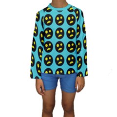005 - Ugly Smiley With Horror Face - Scary Smiley Kids  Long Sleeve Swimwear by DinzDas