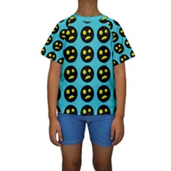 005 - Ugly Smiley With Horror Face - Scary Smiley Kids  Short Sleeve Swimwear by DinzDas