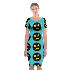 005 - Ugly Smiley With Horror Face - Scary Smiley Classic Short Sleeve Midi Dress by DinzDas