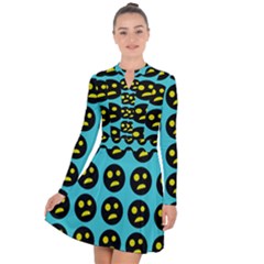 005 - Ugly Smiley With Horror Face - Scary Smiley Long Sleeve Panel Dress by DinzDas
