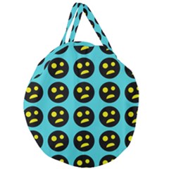 005 - Ugly Smiley With Horror Face - Scary Smiley Giant Round Zipper Tote by DinzDas