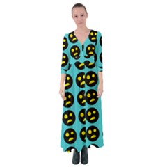 005 - Ugly Smiley With Horror Face - Scary Smiley Button Up Maxi Dress by DinzDas