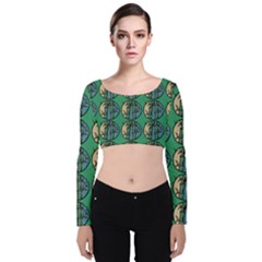 Bamboo Trees - The Asian Forest - Woods Of Asia Velvet Long Sleeve Crop Top by DinzDas