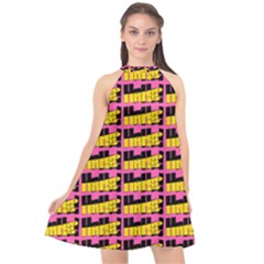 Haha - Nelson Pointing Finger At People - Funny Laugh Halter Neckline Chiffon Dress  by DinzDas