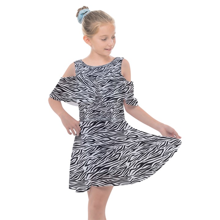 Zebra Pattern - Zebras And Horses - African Animals Kids  Shoulder Cutout Chiffon Dress