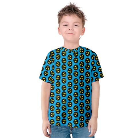0059 Comic Head Bothered Smiley Pattern Kids  Cotton Tee by DinzDas