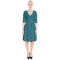 0059 Comic Head Bothered Smiley Pattern Wrap Up Cocktail Dress by DinzDas