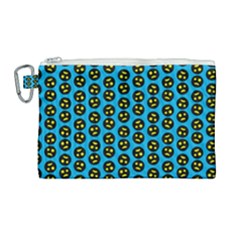 0059 Comic Head Bothered Smiley Pattern Canvas Cosmetic Bag (large) by DinzDas
