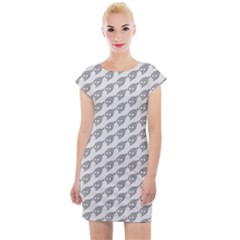 Comic Head Skull Hat Pattern 2 Cap Sleeve Bodycon Dress by DinzDas