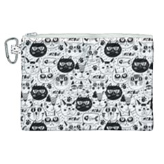 Cute Cat Faces Pattern Canvas Cosmetic Bag (xl)