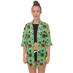 Lady Bug Fart - Nature And Insects Open Front Chiffon Kimono by DinzDas