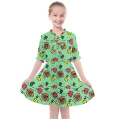 Lady Bug Fart - Nature And Insects Kids  All Frills Chiffon Dress by DinzDas