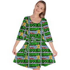 Game Over Karate And Gaming - Pixel Martial Arts Velour Kimono Dress by DinzDas