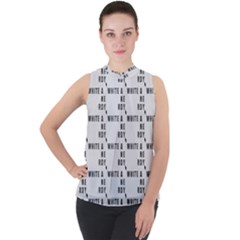 White And Nerdy - Computer Nerds And Geeks Mock Neck Chiffon Sleeveless Top by DinzDas