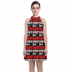 Just Killing It - Silly Toilet Stool Rocket Man Velvet Halter Neckline Dress  by DinzDas