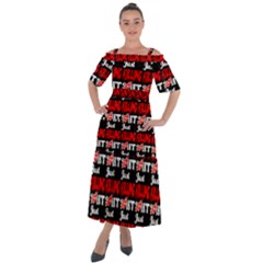 Just Killing It - Silly Toilet Stool Rocket Man Shoulder Straps Boho Maxi Dress  by DinzDas