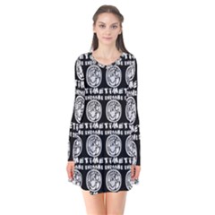 Inka Cultur Animal - Animals And Occult Religion Long Sleeve V-neck Flare Dress by DinzDas