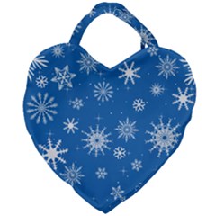 Winter Time And Snow Chaos Giant Heart Shaped Tote by DinzDas