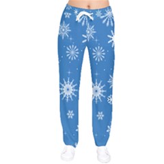 Winter Time And Snow Chaos Women Velvet Drawstring Pants by DinzDas