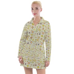 Abstract Flowers And Circle Women s Long Sleeve Casual Dress by DinzDas