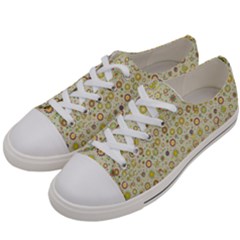 Abstract Flowers And Circle Women s Low Top Canvas Sneakers by DinzDas