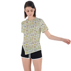 Abstract Flowers And Circle Asymmetrical Short Sleeve Sports Tee by DinzDas