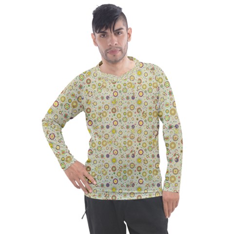 Abstract Flowers And Circle Men s Pique Long Sleeve Tee by DinzDas