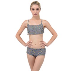 Abstract Flowers And Circle Layered Top Bikini Set by DinzDas