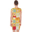 Abstract Flowers And Circle Capsleeve Drawstring Dress  View2