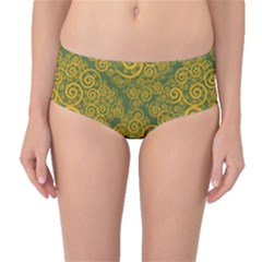 Abstract Flowers And Circle Mid-waist Bikini Bottoms by DinzDas