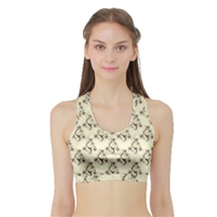 Abstract Flowers And Circle Sports Bra With Border by DinzDas