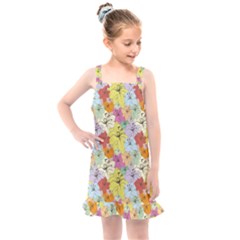 Abstract Flowers And Circle Kids  Overall Dress by DinzDas